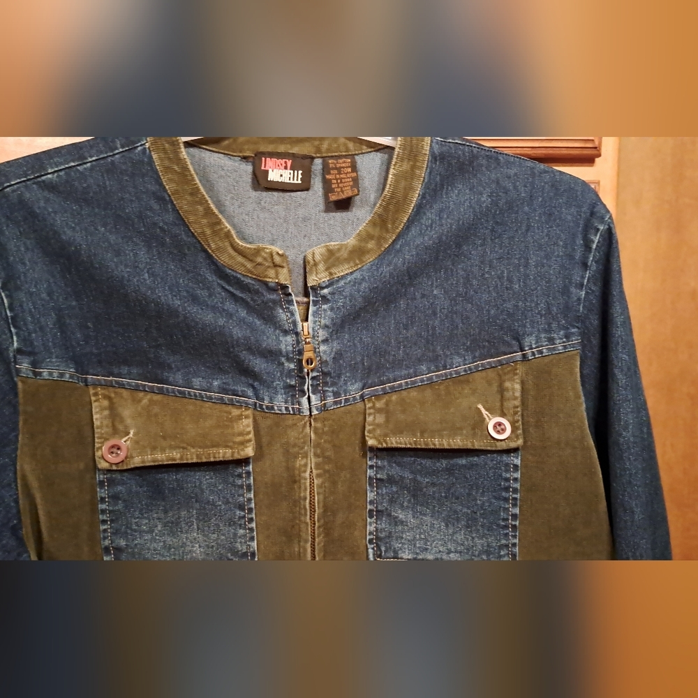 Ladies Lindsey Michelle Denim/Corduroy Front Pockets Open Front Full Zipper 20W